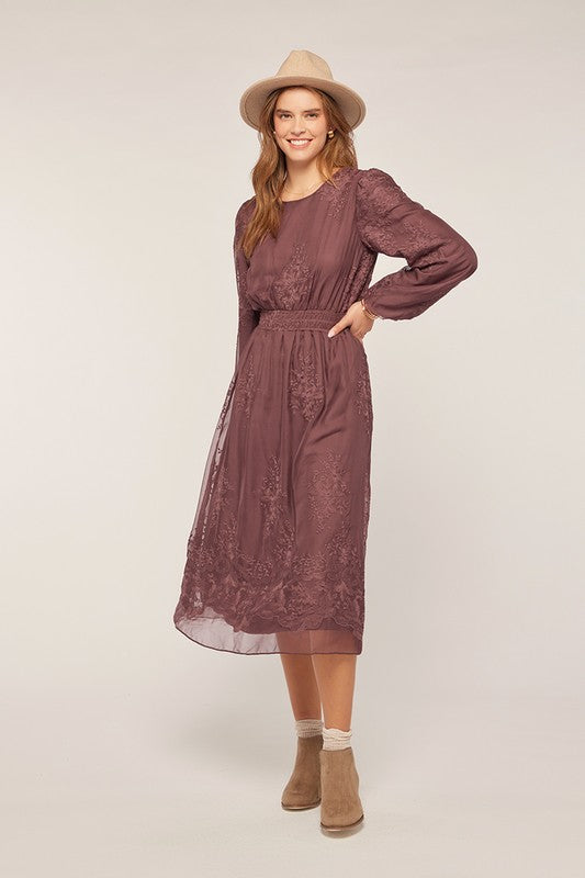 knee length dresses for ladies Maeve Navy Floral Embroidered Midi Dress  Frock and Frill